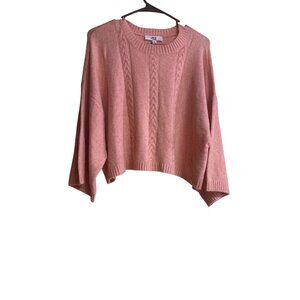 Jack By BB Dakota Peach Beige Cable Knit Medium Boxy Sweater Womens Pullover M M